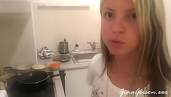 A Young Blonde Cooks Traditional Russian Borscht