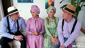 As madrastas Amish Penny Barber e Pristine Edge têm um sexo interracial intenso