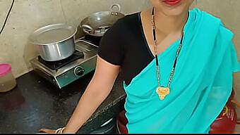 A Newlywed Housewife Engages In A Steamy Encounter With Her Step-Brother While Chatting With Her Husband In The Kitchen, Captured In Dirty Hindi Audio