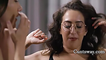 Glasses-Wearing Instructor Pleasures Every Visitor With Oral And Anal Sex