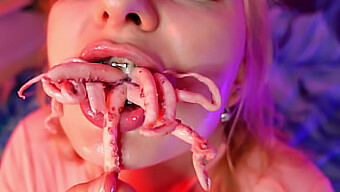 Bite marks on octopus: Arya Grander's unusual fetish video