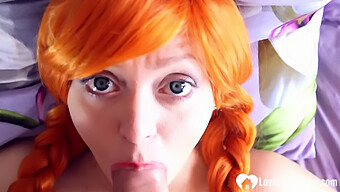 Redhead Cosplayer Gives A Steamy Blowjob After Losing At Play